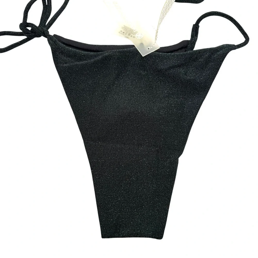 Devon Windsor Rylie Top Reign Bottom Bikini Set Midnight‎ Green Metallic Medium